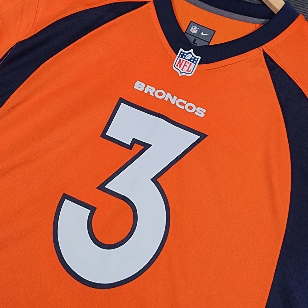 Nike Denver Broncos‎ Football Jersey Mens Large Orange Russell Wilson #3 NWT